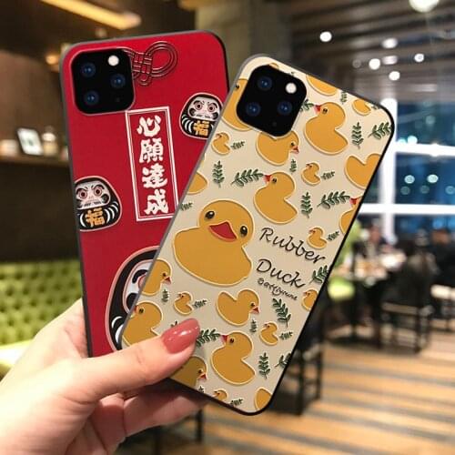 Many Duck embossed case For Iphone 11 PRO MAX XS MAX XR X cover For 6 6s 7 8 Plus soft case