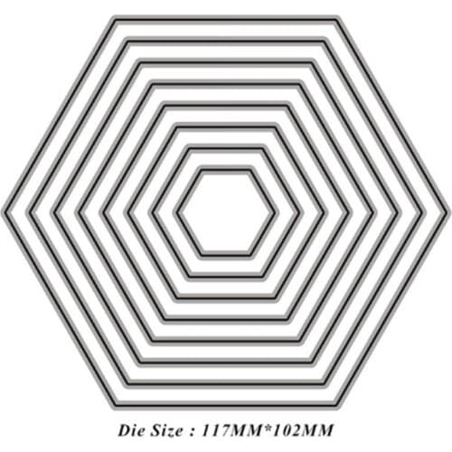 Hexagon Border Frame Set Metal Cutting Dies for DIY Scrapbooking Photo Album Decorative Embossing Paper Card Crafts Die Cut