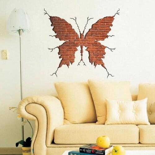 Cartoon butterfly Brick pattern Wall Stickers Living Room kids for Bedroom Decor Art Mural Furniture Eco-friendly Wall Decals
