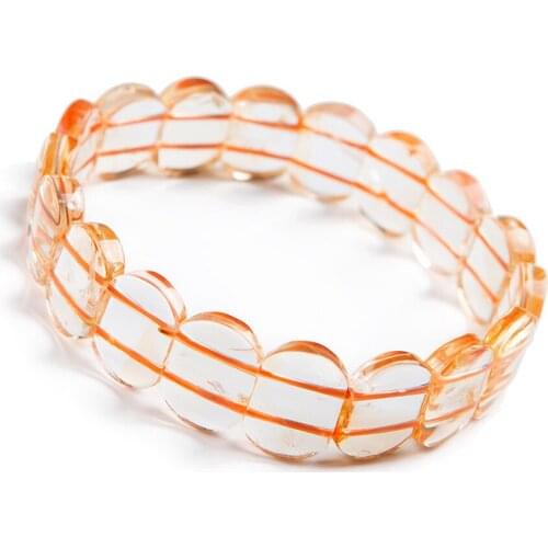 Genuine Stone Transparent Natural Yellow Quartz Crystal Rectangle Beads Bracelet 15*6mm