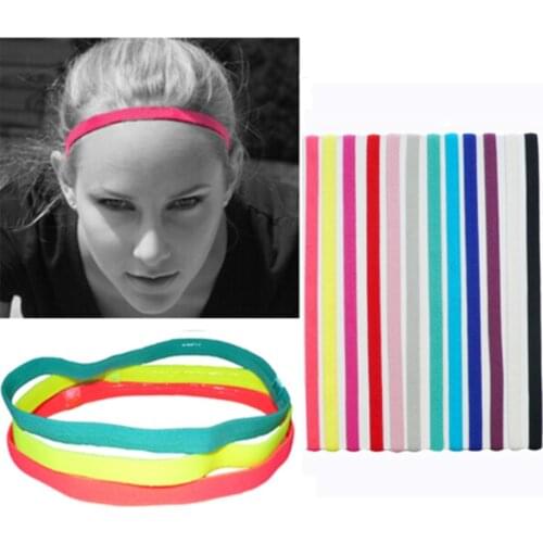 Gym Anti-Slip Thin Elastic Sports Headband Women Yoga Hair Bands Slim Fitness Sweatband For Men Multicolor High Quality
