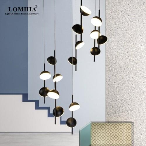 Nordic modern multiple adjustable pendant lights lamp coffee clothe shop led bulb semicircle metal lighting fixtures bar stairs