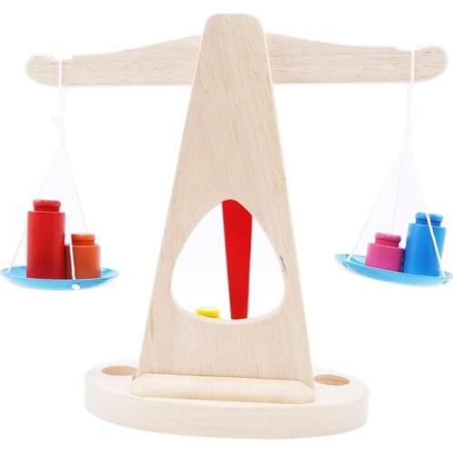 New Arrival Baby Montessori Preschool Educational Toy Small Wooden Toys New Balance Scale Toy With 6 Weights For Kids Gifts