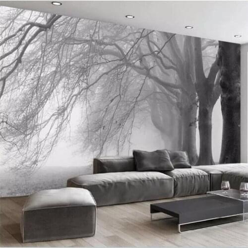 Beibehang Wallpaper custom living room bedroom wallpaper mural black and white abstract tree sofa decoration background wall