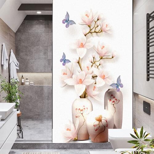Window Film Privacy Flowers Non Adhesive Glass Sticker Sun Protection Heat Control Window Coverings for Homedecor