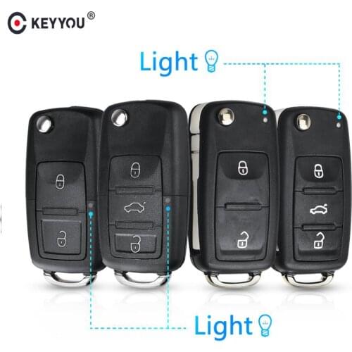 KEYYOU 20PCS Folding Car Key For VW polo passat b5 Tiguan Golf VOLKSWAGEN Seat Skoda 2/3 Buttons Flip Key Shell Auto Key Blank