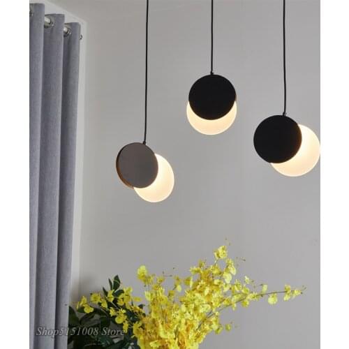 Modern Creative Half Moon LED Pendant Light Bedroom Bedside Hanging Lamp Dining Room decor Lighting Fixture 3 Colors Switchable