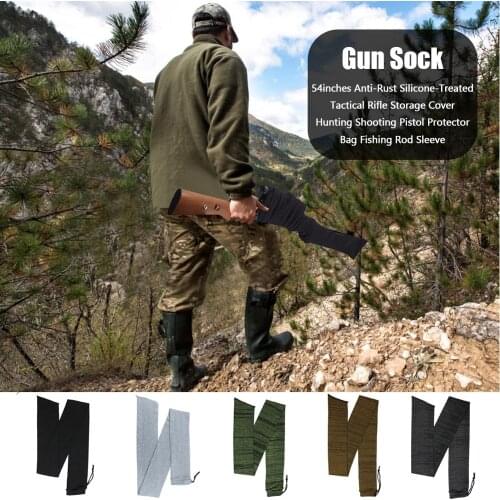 54"/14"Airsoft Rifle Gun Socks Tactical Hunting Shooting Gun Pistol Protector Cover Holster Silicone Treated Fishing Rod Sleeve