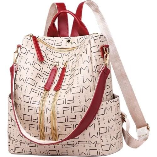 Retro Backpack Women PU Leather Rucksack Travel Backpacks Womens Soft Knapsack Girls Shoulder School Bags Mochila Back Pack5051