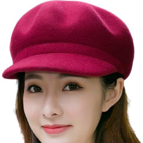 Wool Women Beret Autumn Winter Fedoras Octagonal Cap Hats Stylish Artist Painter Newsboy Caps Black Grey Beret Hats
