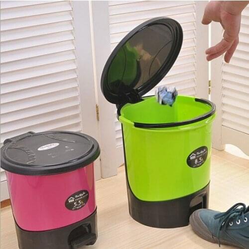 1PC Creative Lovely Large Household Trash for Kitchen and Toilet Waste Bins Plastic Pedal Dustbin with Cover KP 001