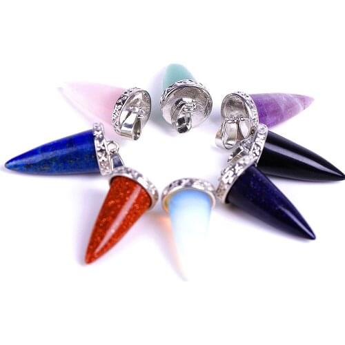 10pcs 12x22mm Natural Quartz Crystal Stone Pendant Point Chakra Healing Stone Charms Pendentif for Women Necklace Gifts Jewelry