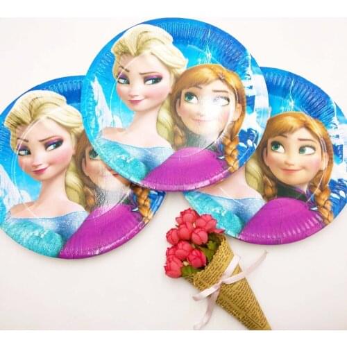 10pcs/set 7inch Elsa And Anna Plate Children Party Supplie Theme kids Birthday Party Decoration Festival Supply Party Set