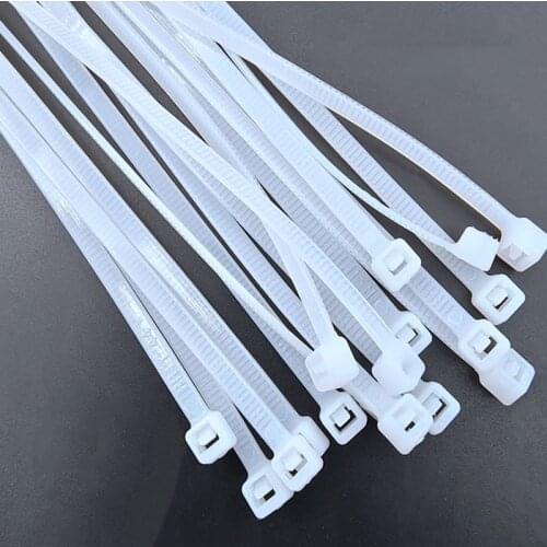 100Pcs 5*150 to 5*500 Self-Locking Cable Ties White Plastic Nylon Zipper Wraps Strap Fastening Fixing Ring