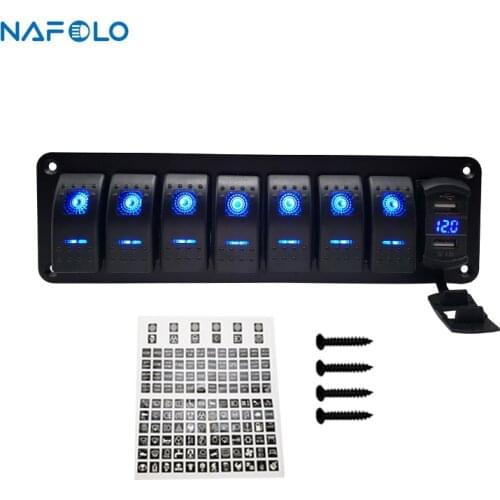 12V 24V Car Boat Rocker Switch Panel Dual USB Charger ON Off Circuit Rocker Car Rv Car Marine LED Rocker Switch Panel