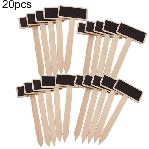 20Pcs Wooden T Shape Vegetables Plant Pot Labels Tags Garden Chalkboard Decor Herbs Flowers Tools Garden Decoration