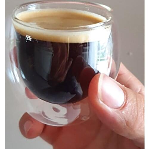 4Pcs 80ml Espresso Glass Cup Double Wall Glass coffee mug with double bottom latte-cup Transparent Teacup Drinkware