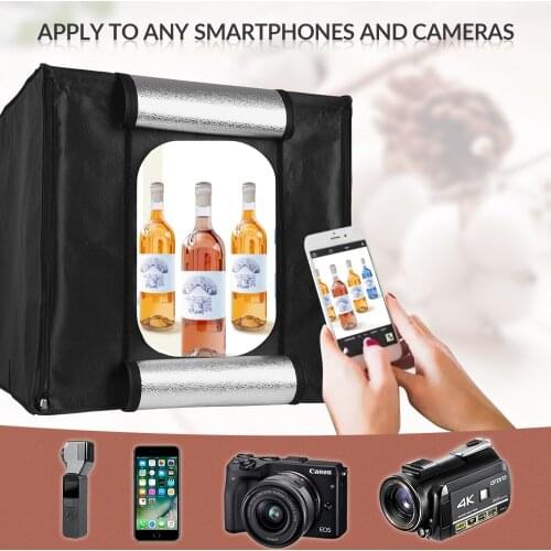 50cm*50cm Dimmable Lightbox Folding Photo Studio Photography Box Portable Photo Shooting Tent Kit 3pcs Background Accessories