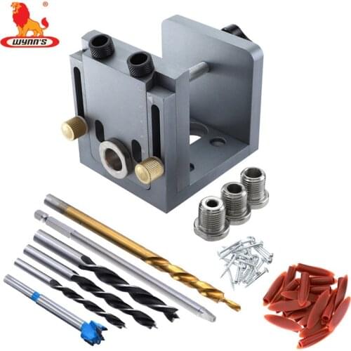 9.5MM Pocket Hole Jig Set 3 In 1 Adjustable Drill Guide Aluminum Alloy Dowel Jig for Woodworking DIY