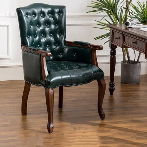American Solid Wood Living Room Study Leisure Sofa Home Furniture Hotel Single Armrest Chairs Office Front Desk Back Tiger Chair