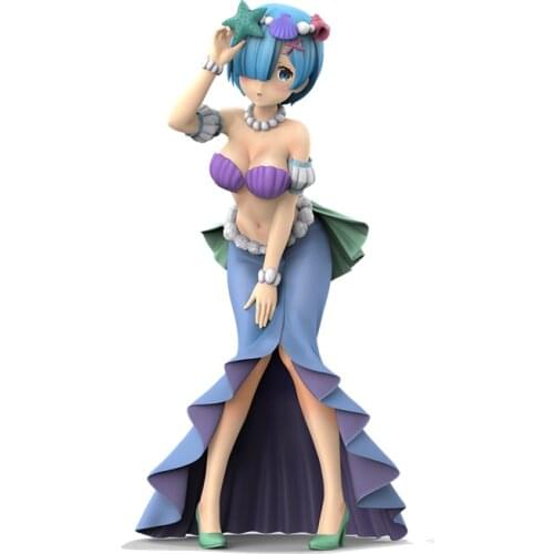 From Zero Rem Mermaid 21Cm Anime Figure Collections Pvc Model Toy Hand-Made Model Decoration Doll Ornaments Childrens Gifts