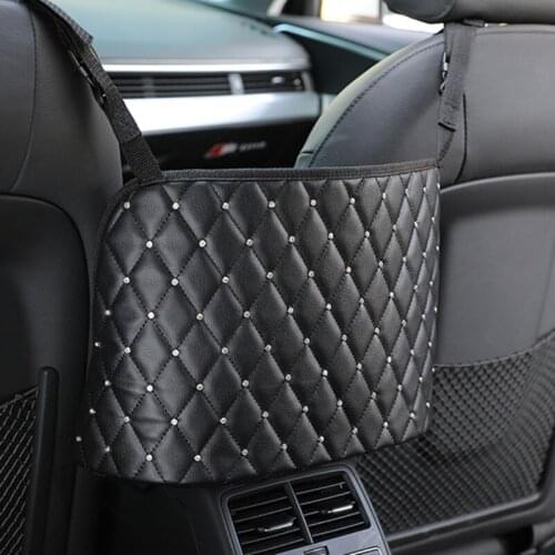 X7AE Car Handbag Holder Leather Seat Back Organizer Mesh Large Capacity Bag Seat Back Net Bag Handbag Holder