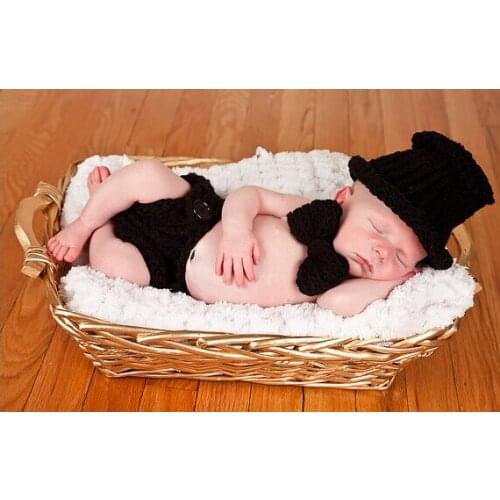 Free shipping,baby boys Gentleman hat baby Crochet Hats ,Bow tie & Diaper Cover Set , Newborn crochet Photo Prop szie:0-1m,3-4m