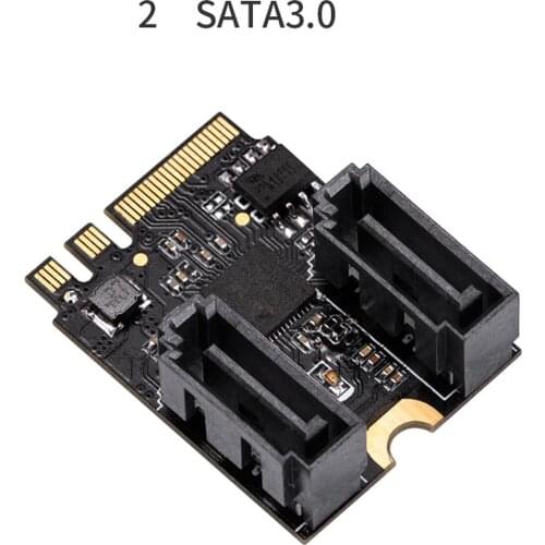 Driver Adapter Card for M.2 for Ngff to Sata3 A-Key + E-Key to 2 Ports SATA 6Gbp/s PCIe 3.0 Bus for Wifi SSD HDD