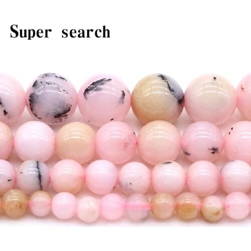 Natural Stone Polish Round Pink Opal Loose Beads for Jewelry Making Diy Bracelet Pick Size4 6 8 10mm 15 Inches