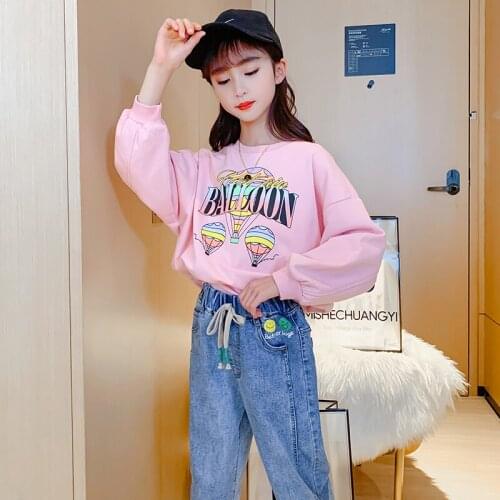 Cartoon Kids Clothing Girls Sets School dress Costume Casual Sweatshirt Tops+Jeans Joggers Pants Sports Outfits New Autumn 2021