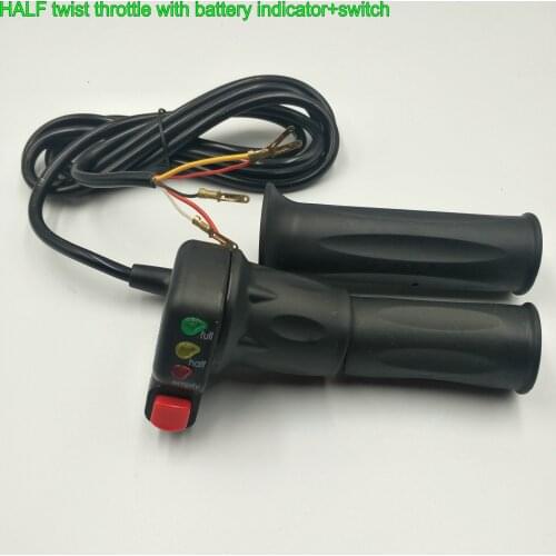 Half Twist Throttle+Battery Level+Indicating Lights 24v36v48v+Switch Accelerator Grip For Electric Bicycle Scooter MTB Atv Parts