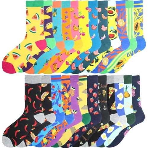 Hipster Funny Socks Women Watermelon Strawberry Pineapple Cherry Coffee Egg Cactu Design Skarpetki Calcetines Mujer Divertidos
