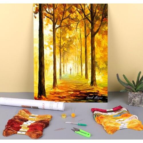 Yellow Mood Printed Canvas 11CT Cross Stitch Patterns DIY Embroidery DMC Threads Needlework Knitting Handiwork Hobby Decor