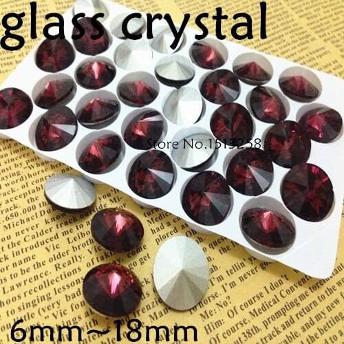 Burgundy Color Crystal Rivoli Crystal Fancy Stone Point Back Glass Stone For Jewelry Making 6mm 8mm 10mm 12mm 14mm 16mm 18mm