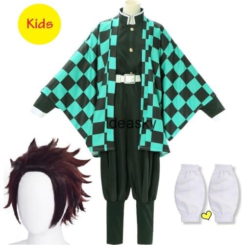 Anime Demon Slayer Cosplay Tanjirou Kamado Cosplay Costume kids boys men adult child Kimetsu no Yaiba Kimono Halloween Costume