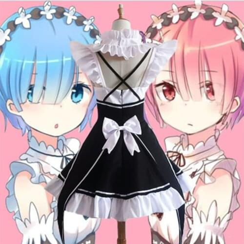Rem Ram Maid Cosplay Costumes Re:Zero kara Hajimeru Isekai Seikatsu Kawaii cos dresses Re Life In a Different World Anime Maid