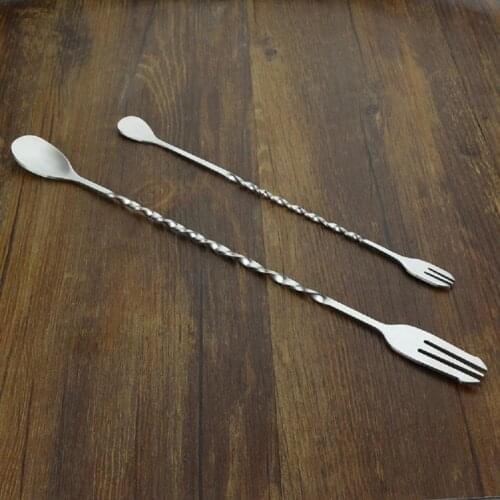 Cocktail Bar Stir Spoon Spiral Pattern Drink Shaker Mixing Spoons Bartender Stainless Steel Tableware Home Bar Accessories Tools