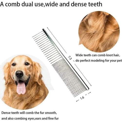 Pet Puppy Dog Cat Metal Double Row Teeth Brush Grooming Hair Comb Fur Rake