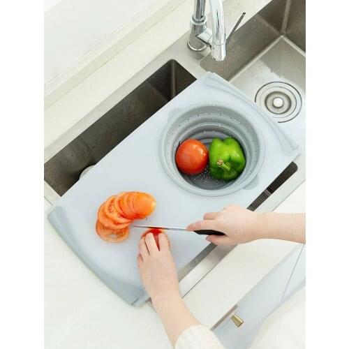 Multi-functional Kitchen Board with Golding Wash Basin Cutting Board Water Tank Plastic Cutting Board for Household Use