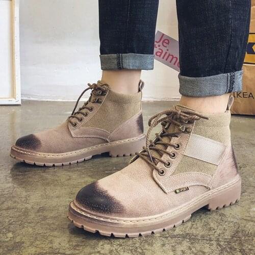 Shoes Mens Boots Leather Winter Warm Shoes Cool Motorcycle Men Ankle Boots Autumn Men Oxfords Snow Shoes Men Work Boots E18-96