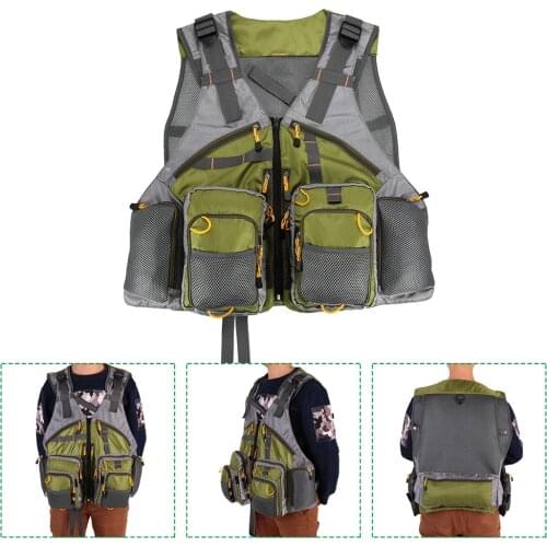 Outdoor Sport Fishing Vest Men Multi-Pockets Breathable Swimming Life Jacket Safety Waistcoat Survival Utility Hunting Vest