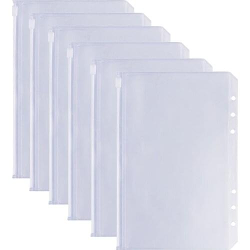 A5 A6 Binder Loose Leaf PVC Storage Bag Sticker Ticket Cards Organizer Bag with Zipper Notebook Binder Cash Money Envelopes