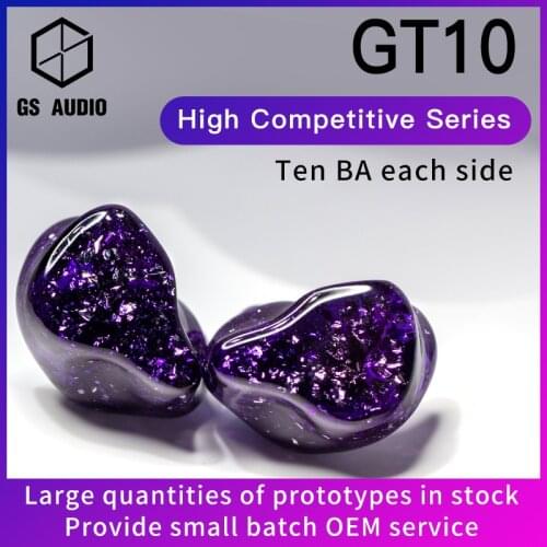 GS AUDIO GT10 10BA Hybrid Driver HiFi In-Ear Earphones with 0.78 2pin Detachable Cable IEMs for Audiophiles Musician OEM ODM