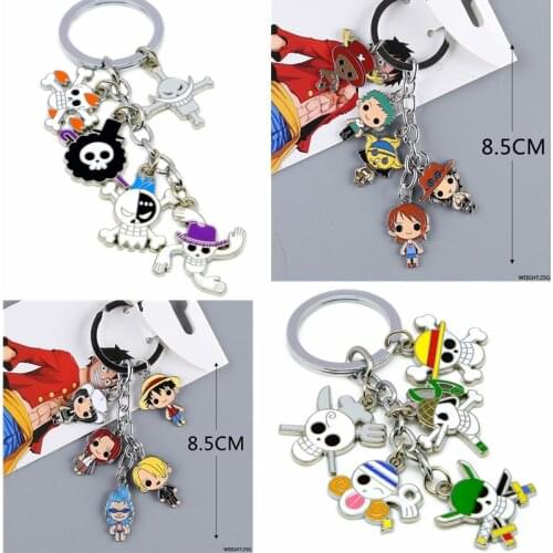 One Piece Luffy Pendant Keychain 5 in one Trafalgar Law Nami figure zinc alloy Keyring key chain cosplay gift