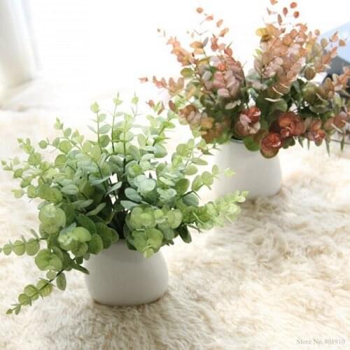 1 PCS DIY Handmade Plastic Grass Wheat Plant Artificial Bouquet For Home Hotel Party Decoration Eucalyptus Leaves orchid plants