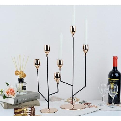 3 Head Candle Holder Electroplating process Simple Golden Wedding Decoration Bar Party Living Room Decoration Home Ornaments