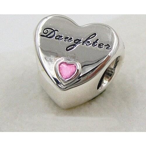 2021 Popular Daughter Alloy Crystal Beads Charms Exquisite Pink Color Beads Fit Original Bracelets&Bangles Mothers Day Gift DIY