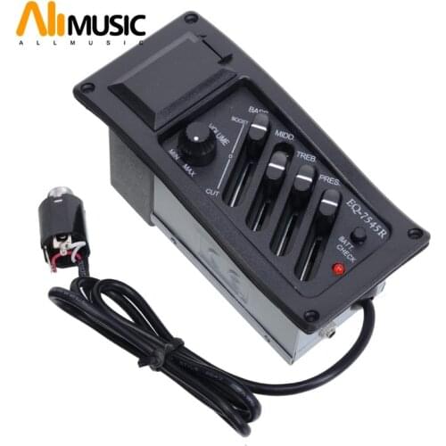 Drop Shipping Professional 4 Band Acoustic Guitar Preamp Amplifier EQ 7545R Pickup 6.5MM Output Acoustic Guitar Acceseories