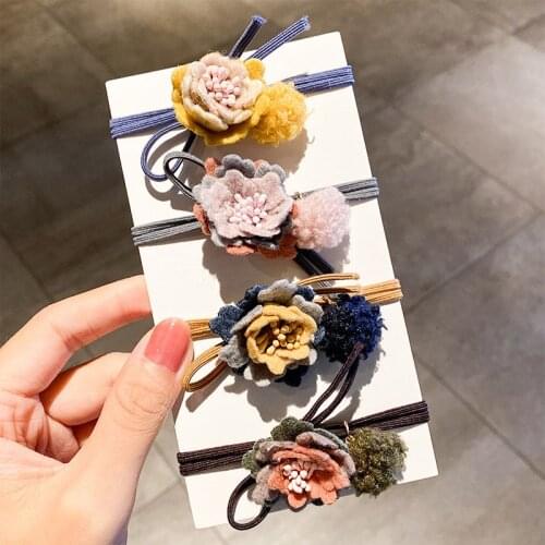 Girls Fake Flowers Hair ring Simple Elastic Hair Bands Cute Rubber Band Scrunchie Headband Fashion Hair Accessories Wholesale