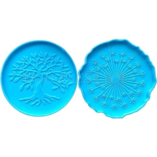 Silicone Mold for Dandelion Tree of Life Mirror Coaster Molds Glossy Silicone Mold for Agate Resin Coasters Cup Mats